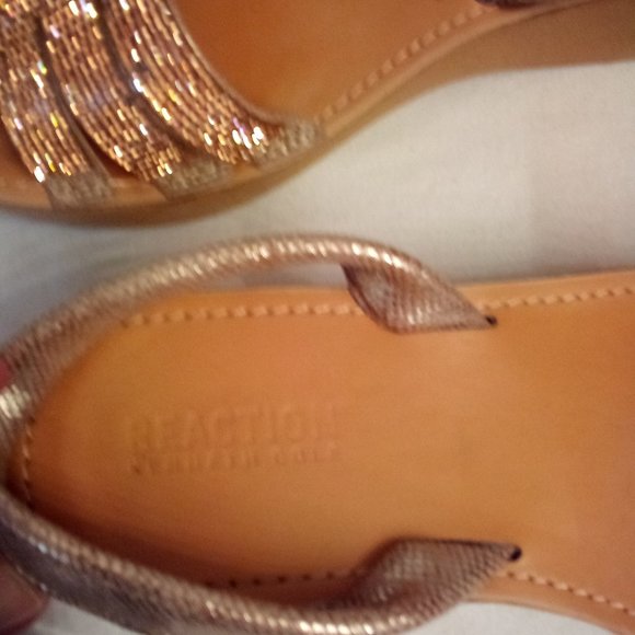 Blingy Copper Colored Sling Back Sandals - Picture 5 of 9